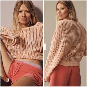 Anthropologie Pilcro Open-Stitch Crew-Neck Sweater